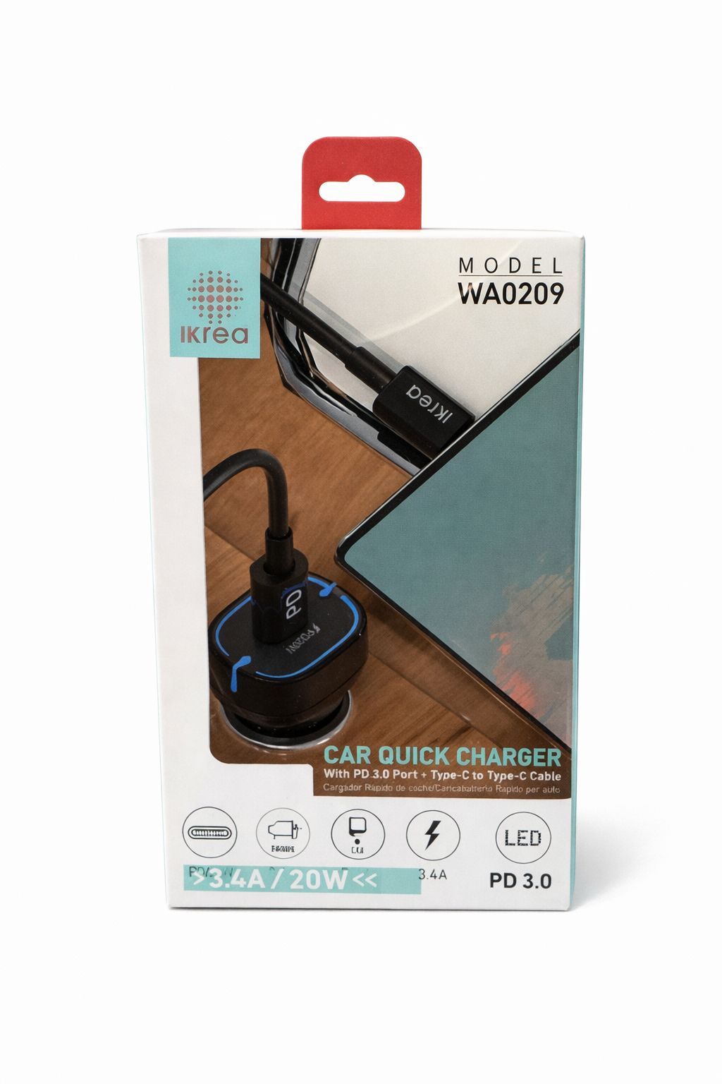 Cargador coche Ikrea WA0209 PD 20W negro