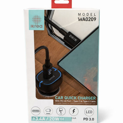 Cargador coche Ikrea WA0209 PD 20W negro