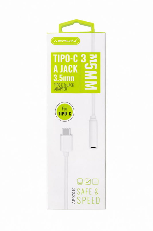 Adaptador Tipo-C a Jack 3.5mm Apokin