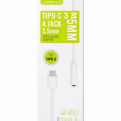 Adaptador Tipo-C a Jack 3.5mm Apokin