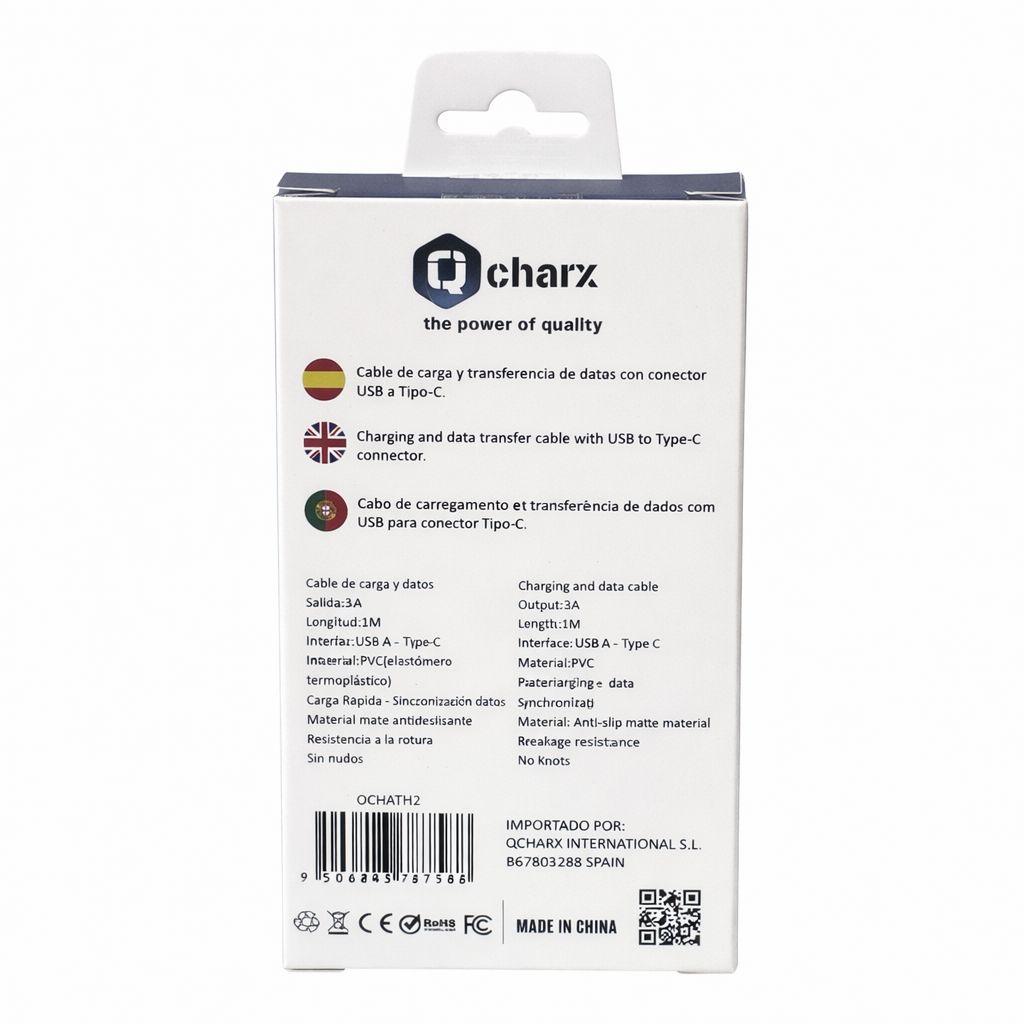 Cable de carga rápida Charz Athens USB a Type-C